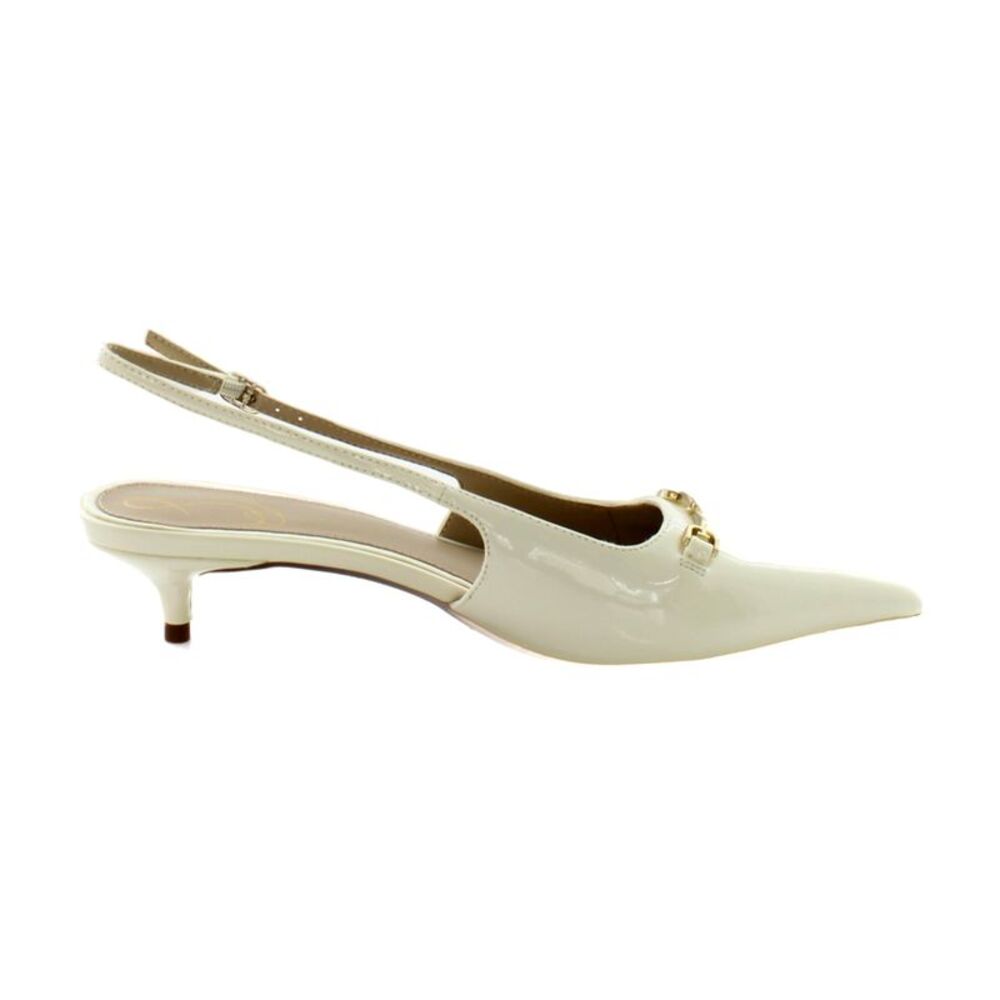 Sam Edelman White Patent Leather Pointed Slingback Kitten Heel - Picture 8 of 8